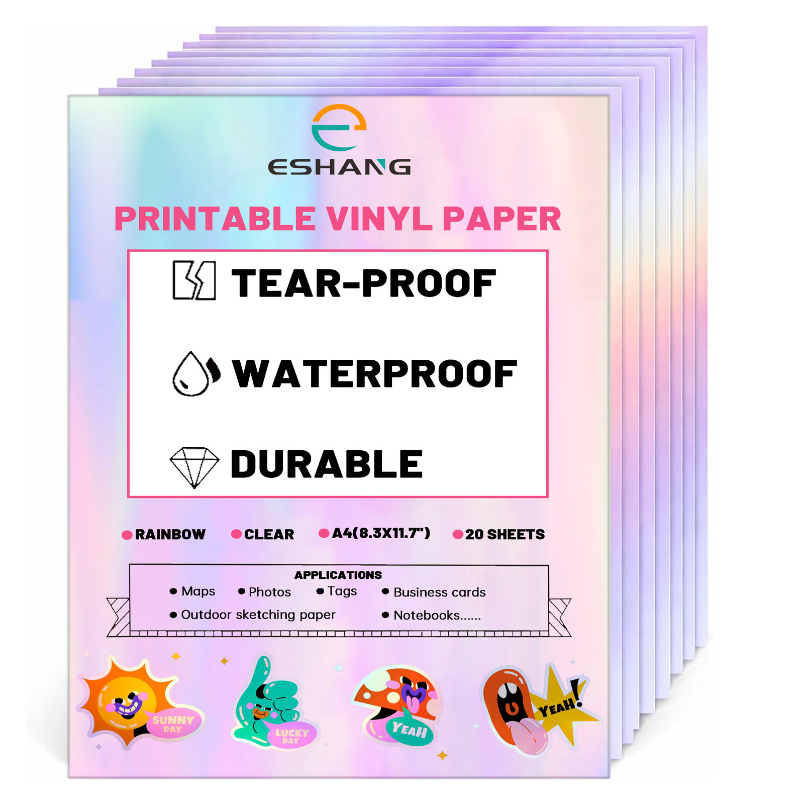 20 Sheets Rainbow Clear Hologr - Commercial Vinyl Printing avis et prix