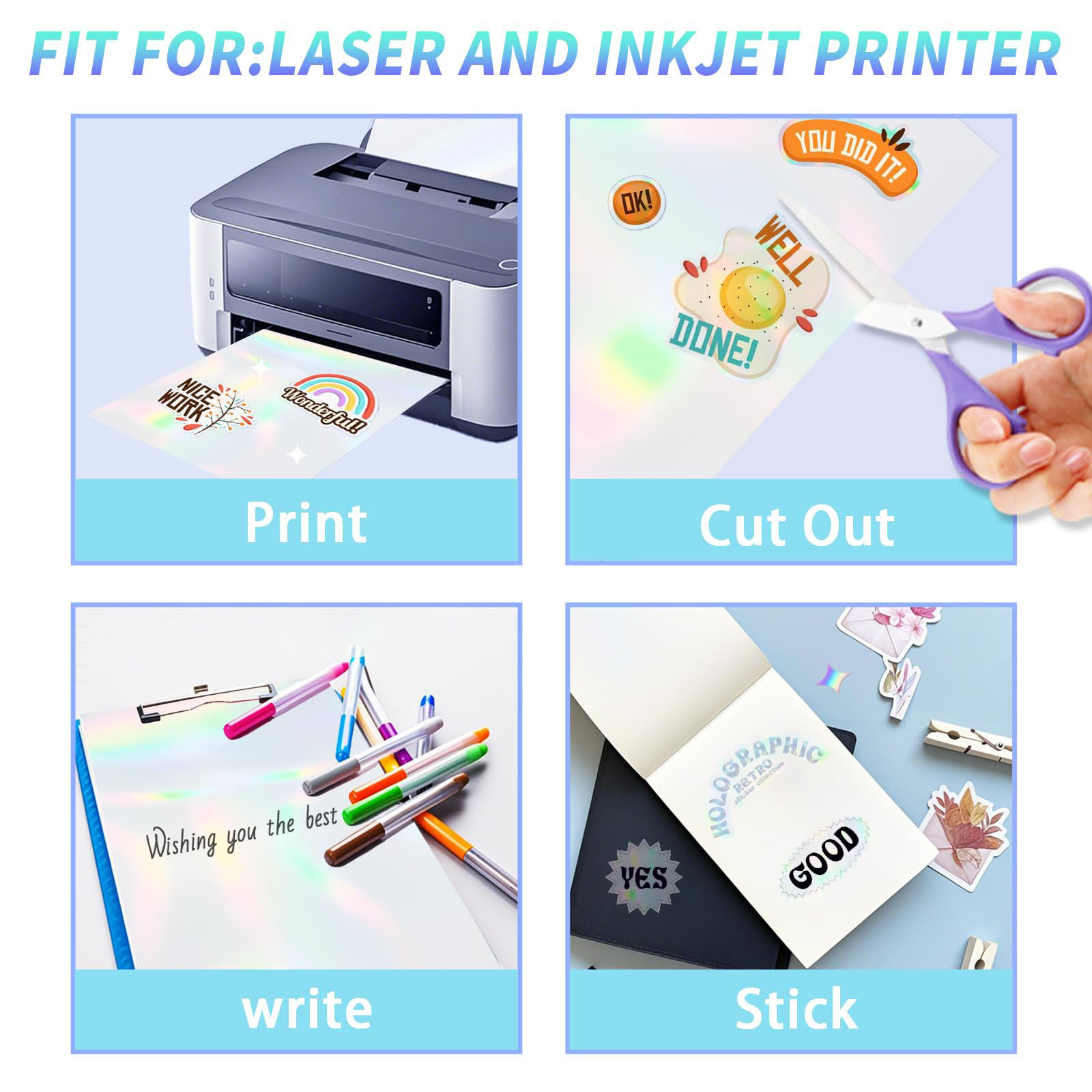 20 Sheets Rainbow Clear Hologr - Commercial Vinyl Printing avis et prix