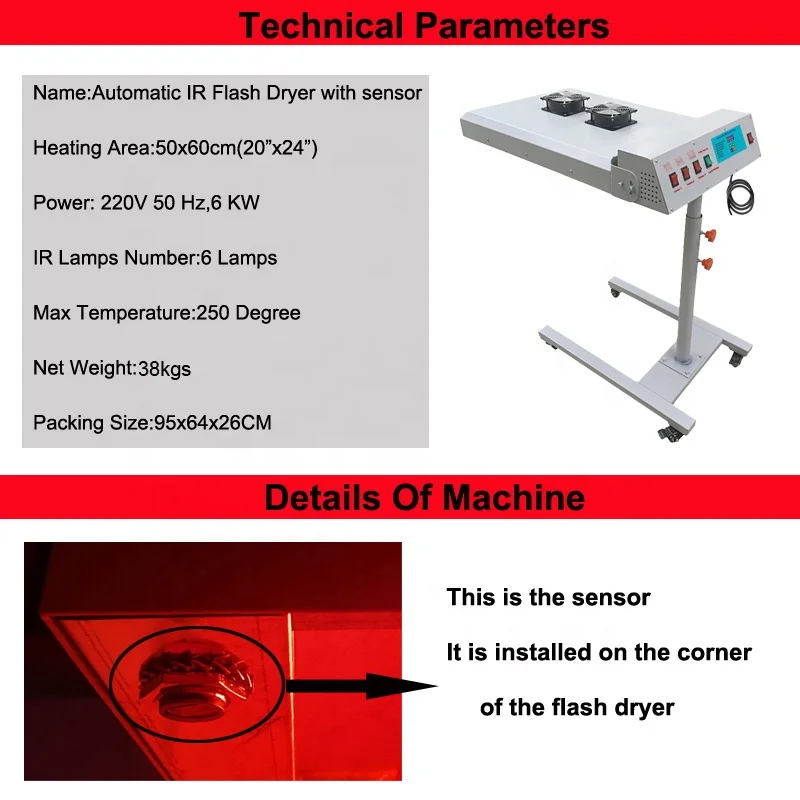 24X 20 inch CE Automatic Senso - Flash Dryer Screen Print avis et prix