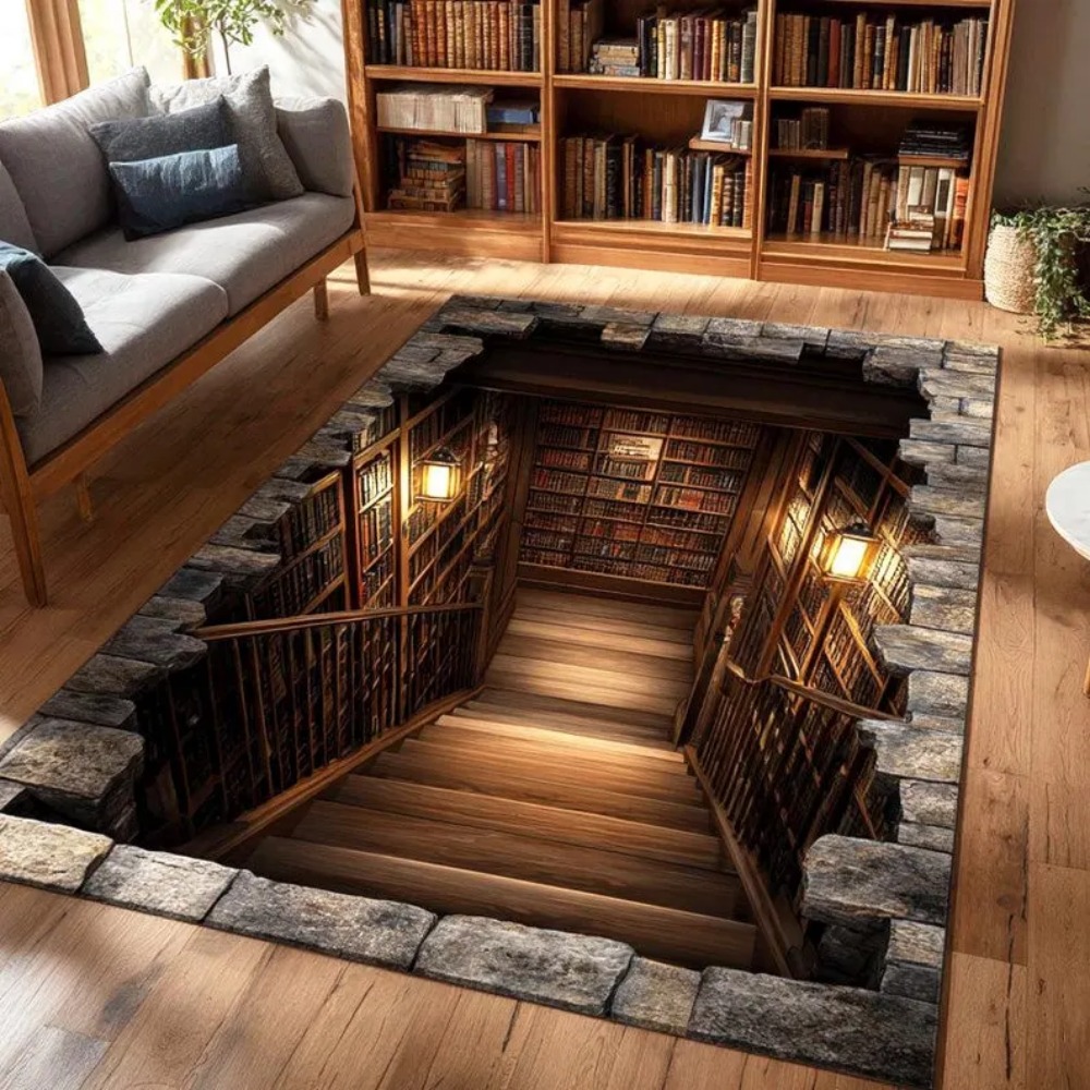 Library Books 3D Illusion Rug  - Commercial Book Printing Machines avis et prix