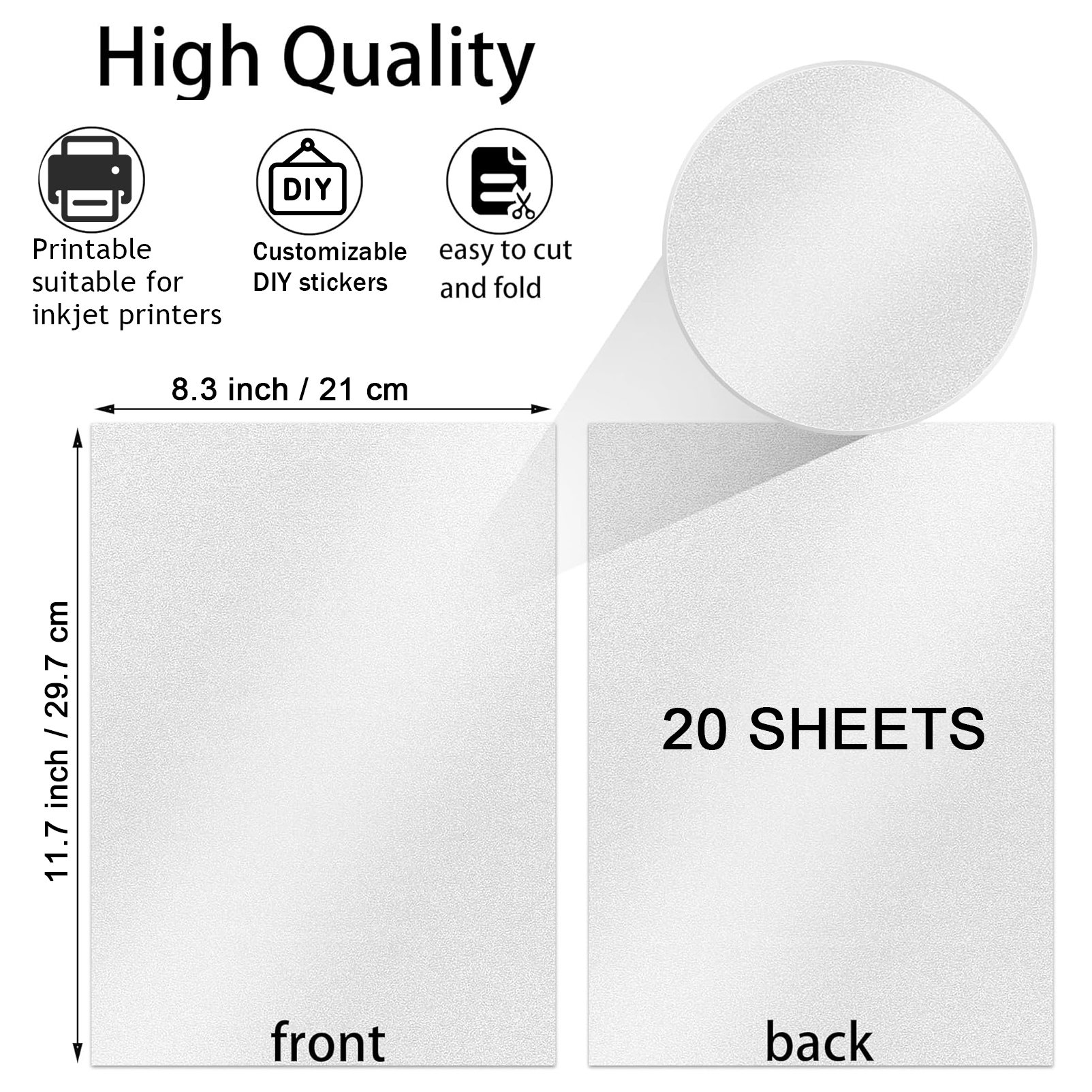 20 Sheets A4 Size Frosted Glit - Commercial Vinyl Printing avis et prix
