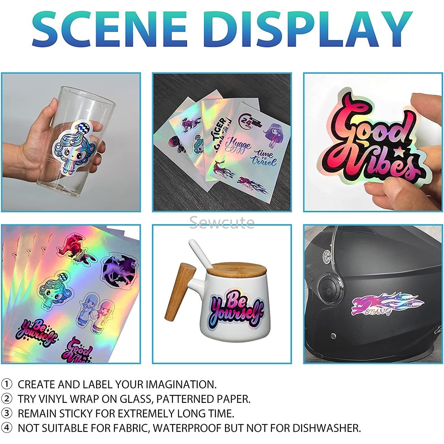10Sheets Holographic Sticker P - Commercial Vinyl Printing avis et prix